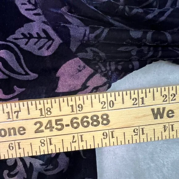 Vintage Y2K Coldwater Creek Velvet Burnout Top Floral Paisley Fairy Whimsigoth L - Picture 7 of 8